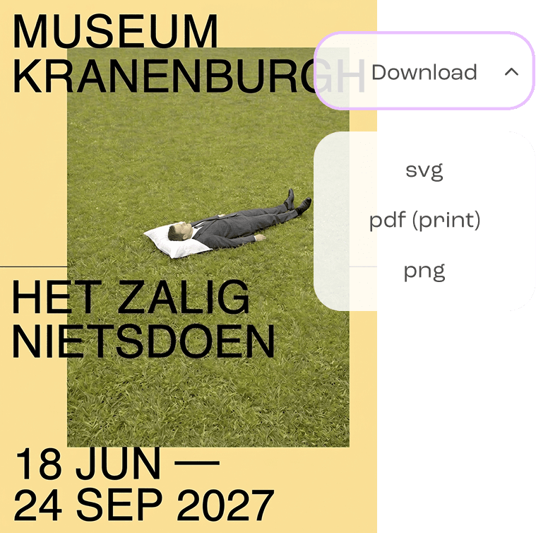 A museum poster converted to a layered file with svg, pdf and png download options